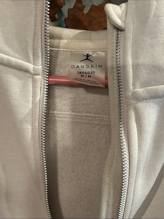 Danskin Jackets & Blazers - Danskin Light Cream Full-Zip Hoodie with Silver Zipper